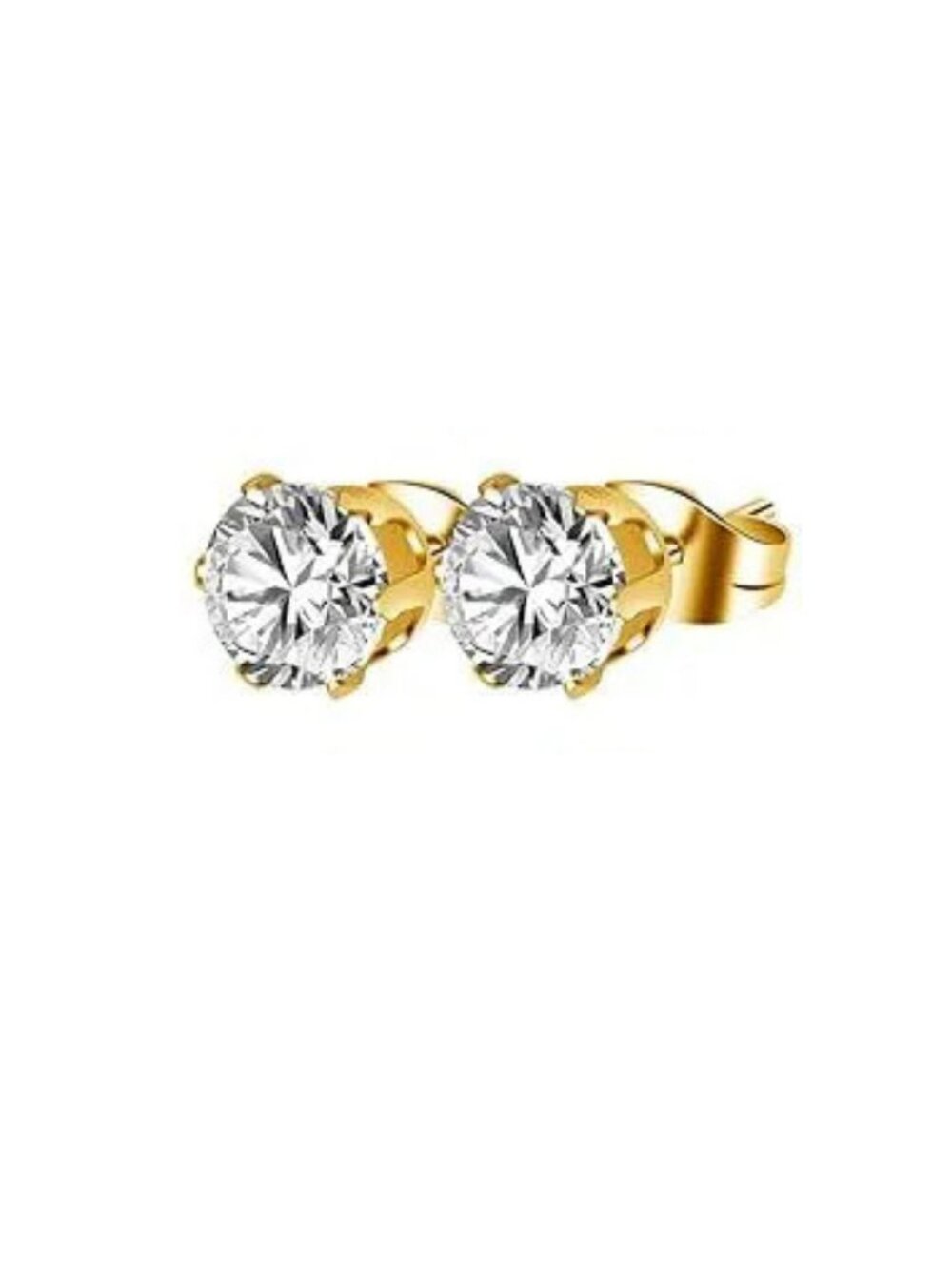 High Quality Stainless Steel Anti‑Allergy Gold Round CZ Earrings